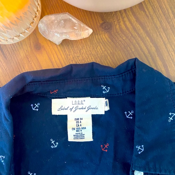 Nautical Navy Shortsleeved Button Up - Picture 3 of 3